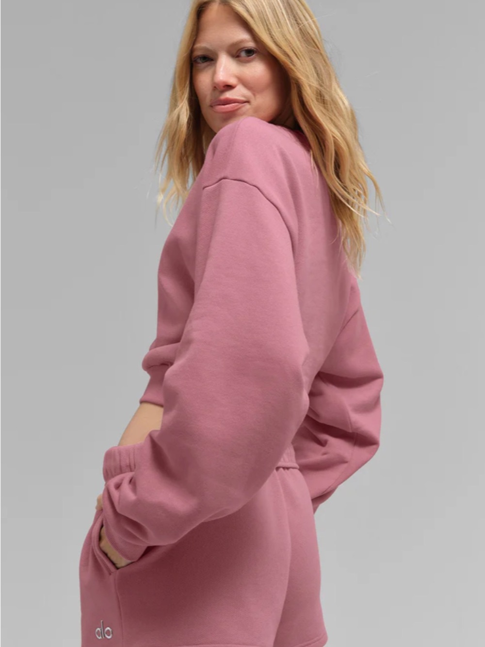 ALO Yoga Rose Pink Cropped Sweatshirt - Picture 9 of 9